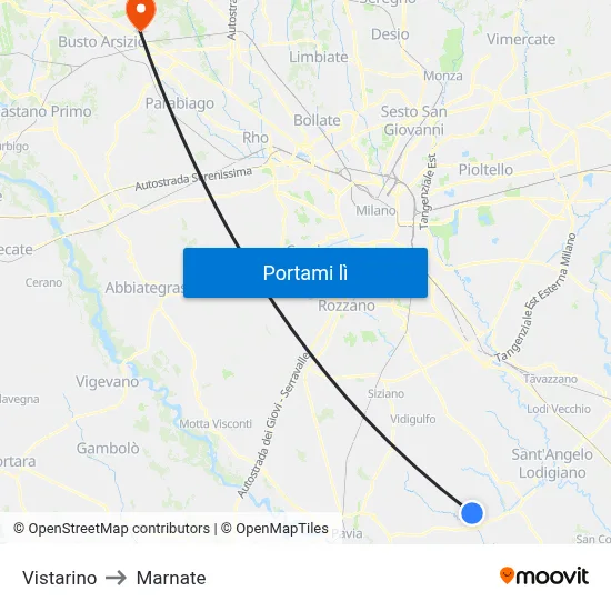 Vistarino to Marnate map