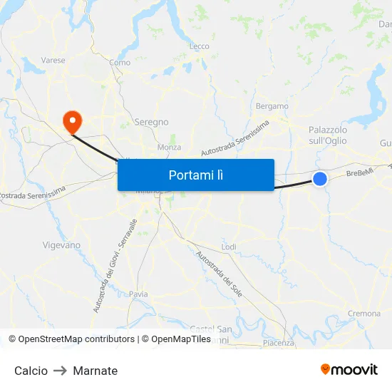 Calcio to Marnate map
