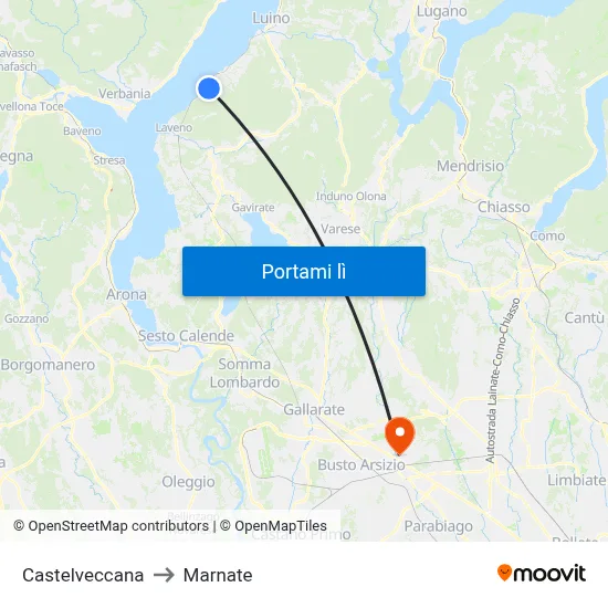 Castelveccana to Marnate map