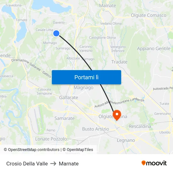 Crosio Della Valle to Marnate map