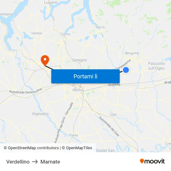 Verdellino to Marnate map