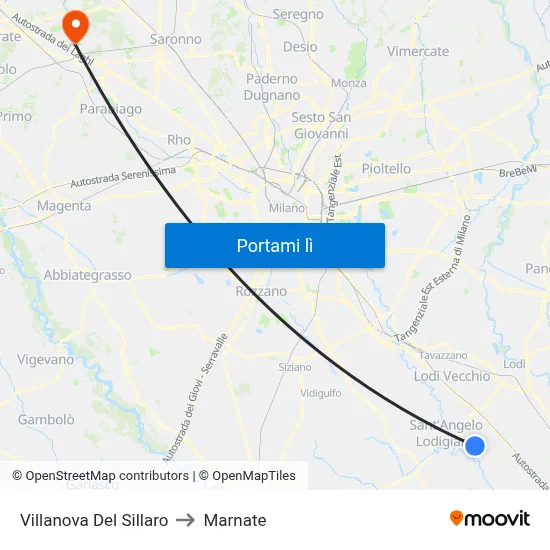 Villanova Del Sillaro to Marnate map