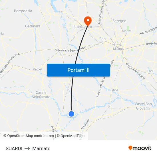 SUARDI to Marnate map