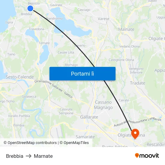 Brebbia to Marnate map