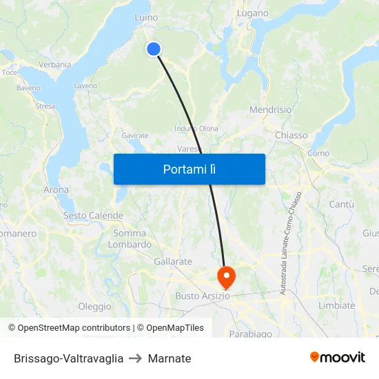 Brissago-Valtravaglia to Marnate map