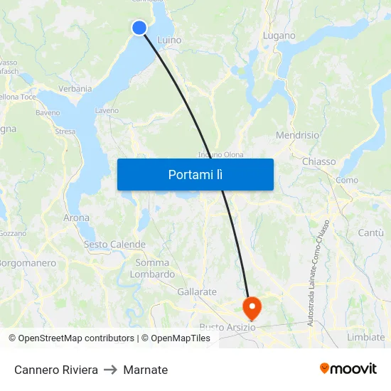 Cannero Riviera to Marnate map