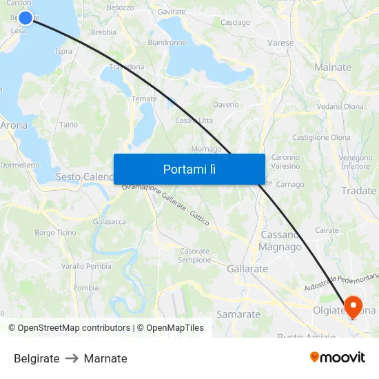 Belgirate to Marnate map