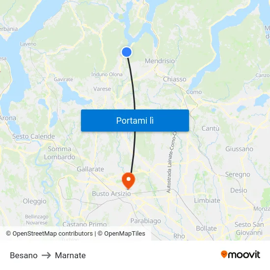 Besano to Marnate map