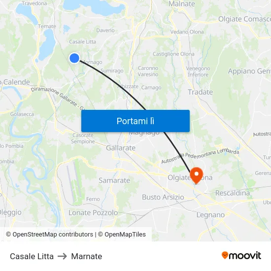 Casale Litta to Marnate map