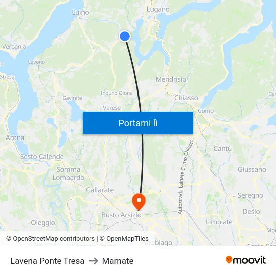 Lavena Ponte Tresa to Marnate map
