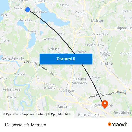 Malgesso to Marnate map