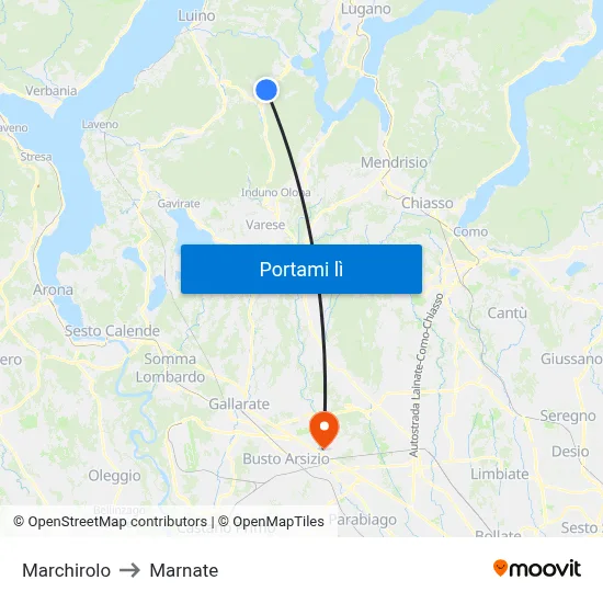 Marchirolo to Marnate map