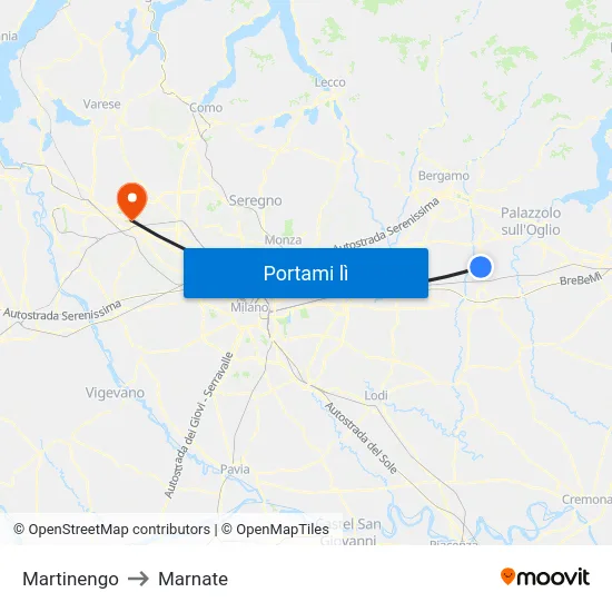 Martinengo to Marnate map