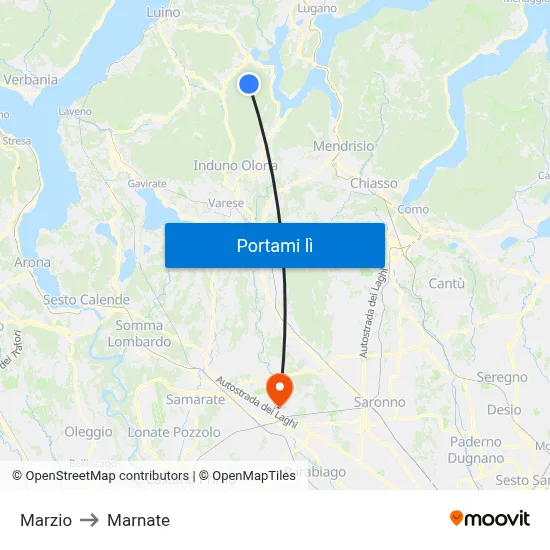 Marzio to Marnate map