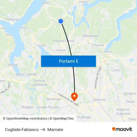 Cugliate-Fabiasco to Marnate map