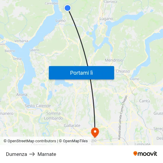 Dumenza to Marnate map