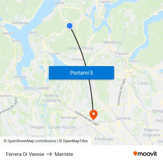 Ferrera Di Varese to Marnate map