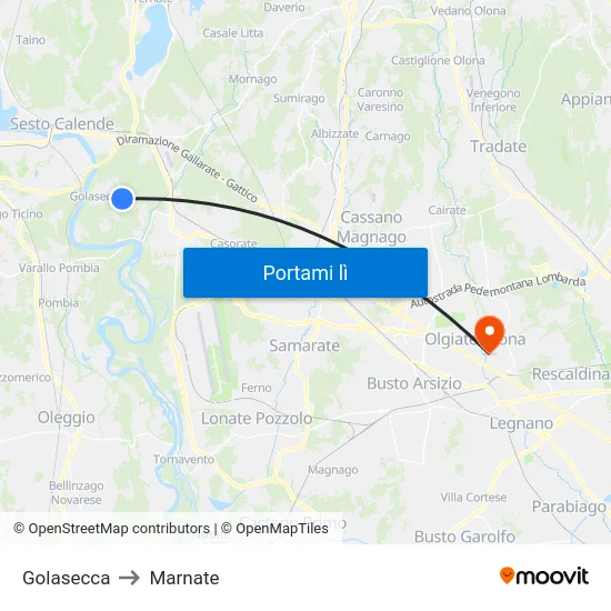 Golasecca to Marnate map
