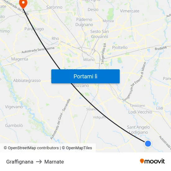 Graffignana to Marnate map