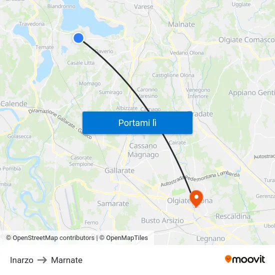 Inarzo to Marnate map