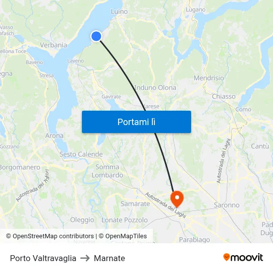 Porto Valtravaglia to Marnate map