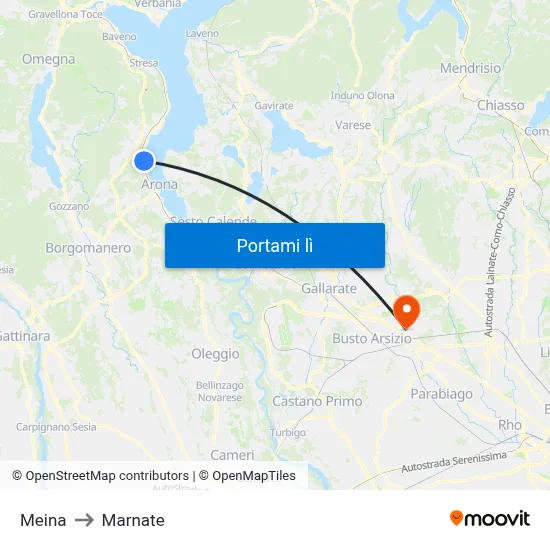 Meina to Marnate map