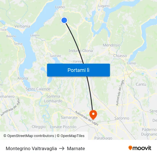 Montegrino Valtravaglia to Marnate map