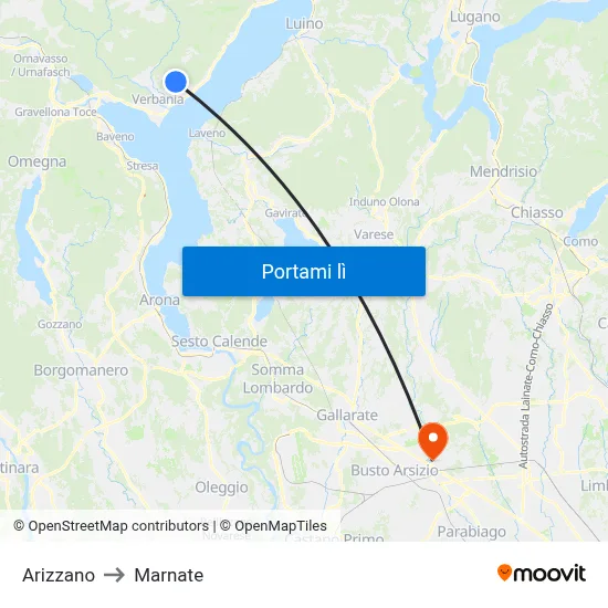 Arizzano to Marnate map