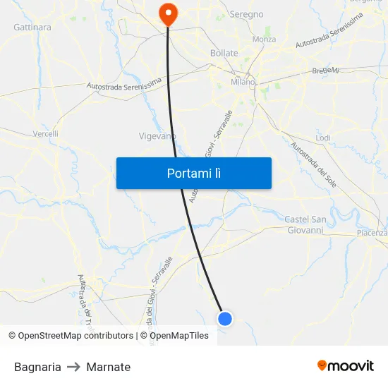 Bagnaria to Marnate map