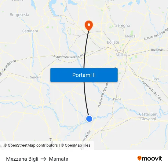 Mezzana Bigli to Marnate map
