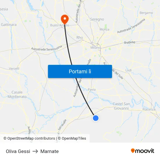Oliva Gessi to Marnate map