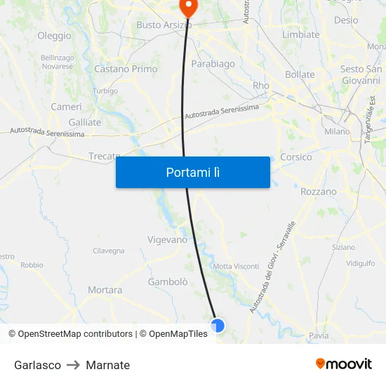 Garlasco to Marnate map