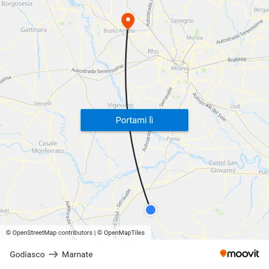Godiasco to Marnate map