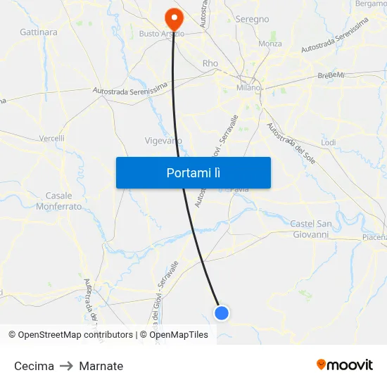 Cecima to Marnate map
