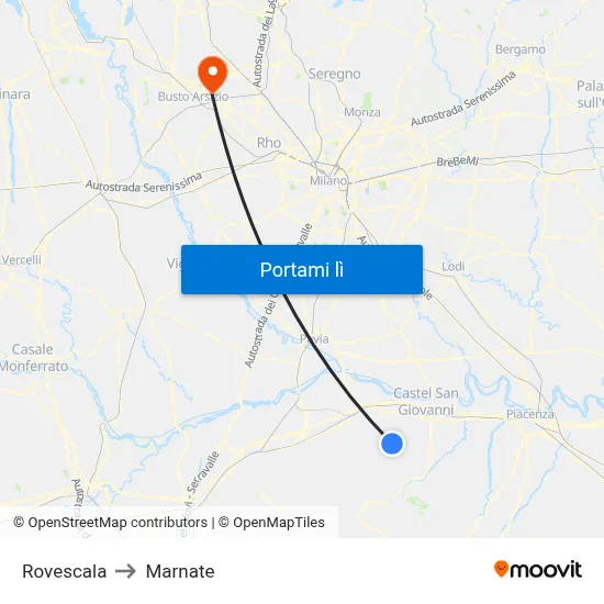 Rovescala to Marnate map