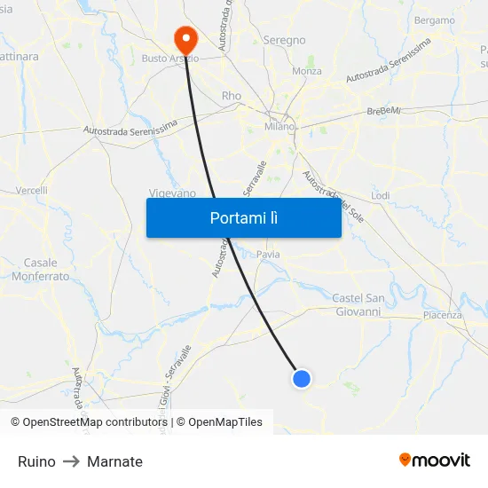 Ruino to Marnate map