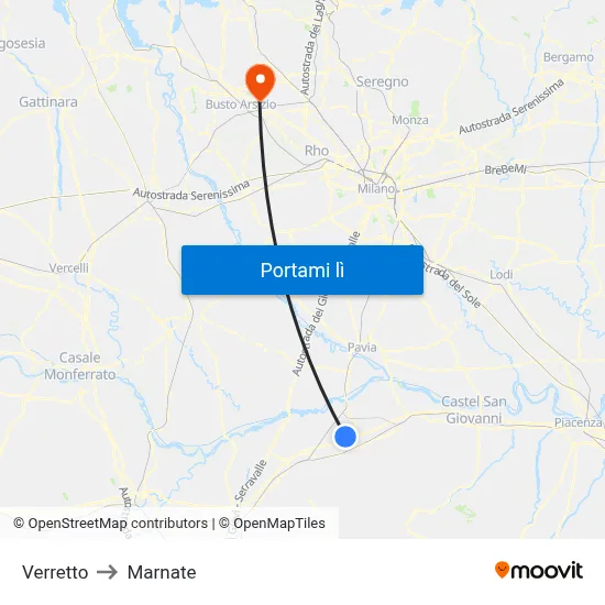 Verretto to Marnate map