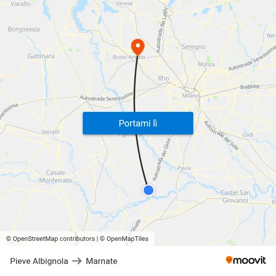 Pieve Albignola to Marnate map