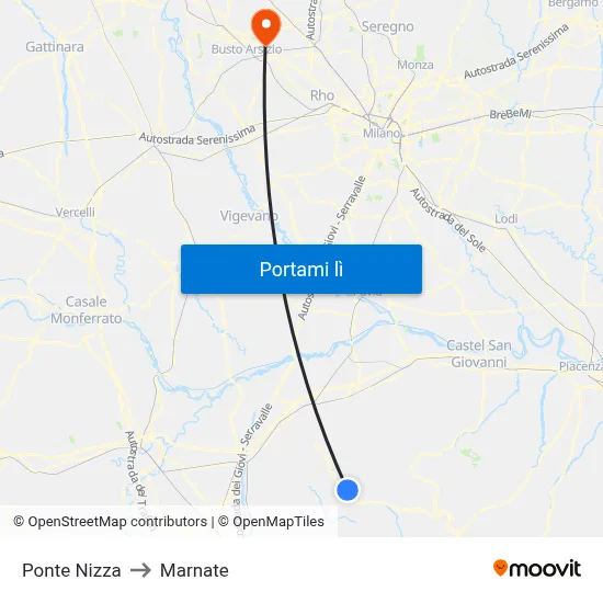 Ponte Nizza to Marnate map