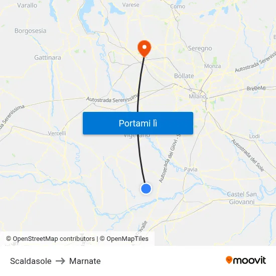 Scaldasole to Marnate map