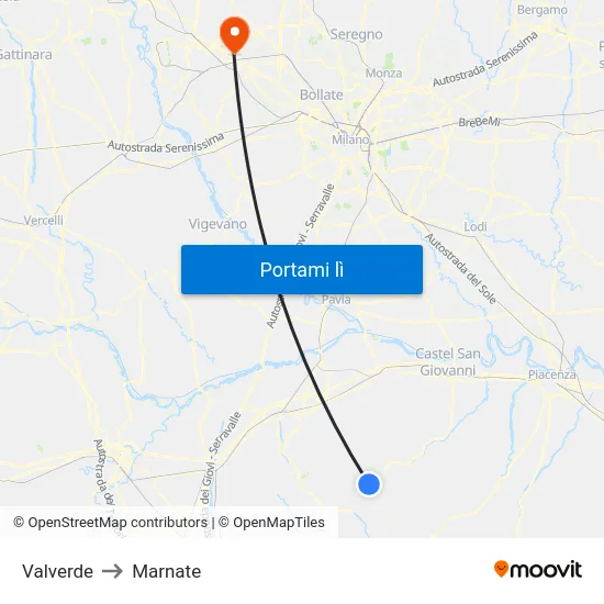 Valverde to Marnate map