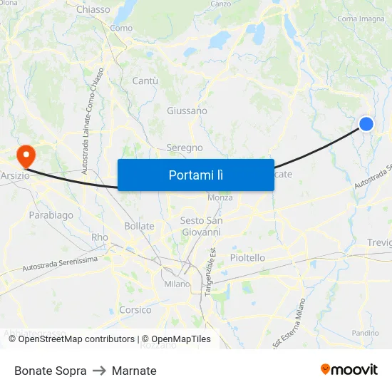 Bonate Sopra to Marnate map