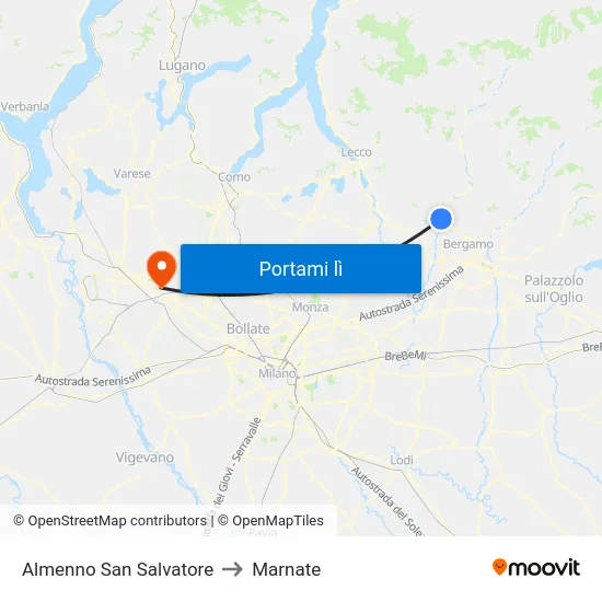 Almenno San Salvatore to Marnate map