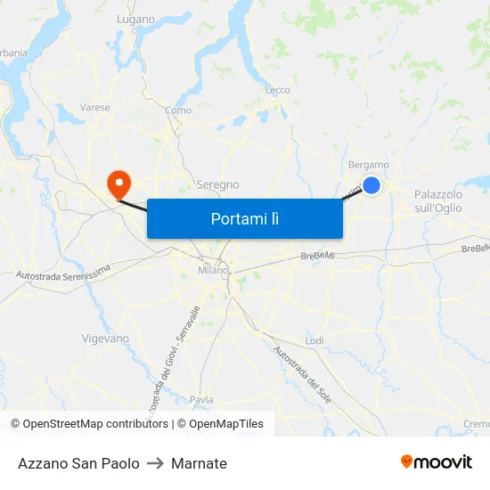 Azzano San Paolo to Marnate map
