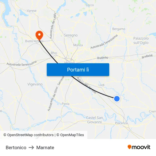 Bertonico to Marnate map