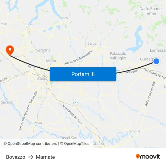 Bovezzo to Marnate map