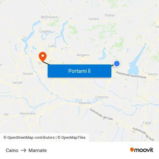 Caino to Marnate map