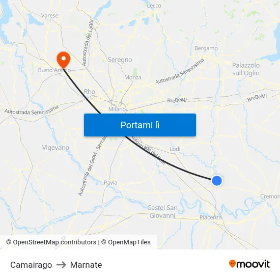 Camairago to Marnate map
