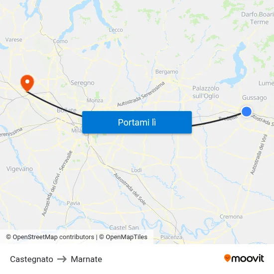 Castegnato to Marnate map