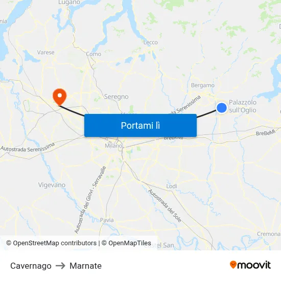 Cavernago to Marnate map